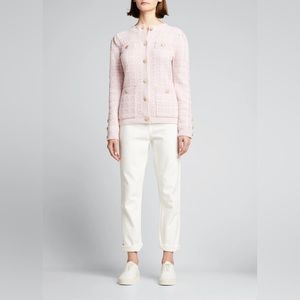 NWOT LoveShackFancy Rollins Tweed Cardigan Sweater Jacket in Wind Pinks S